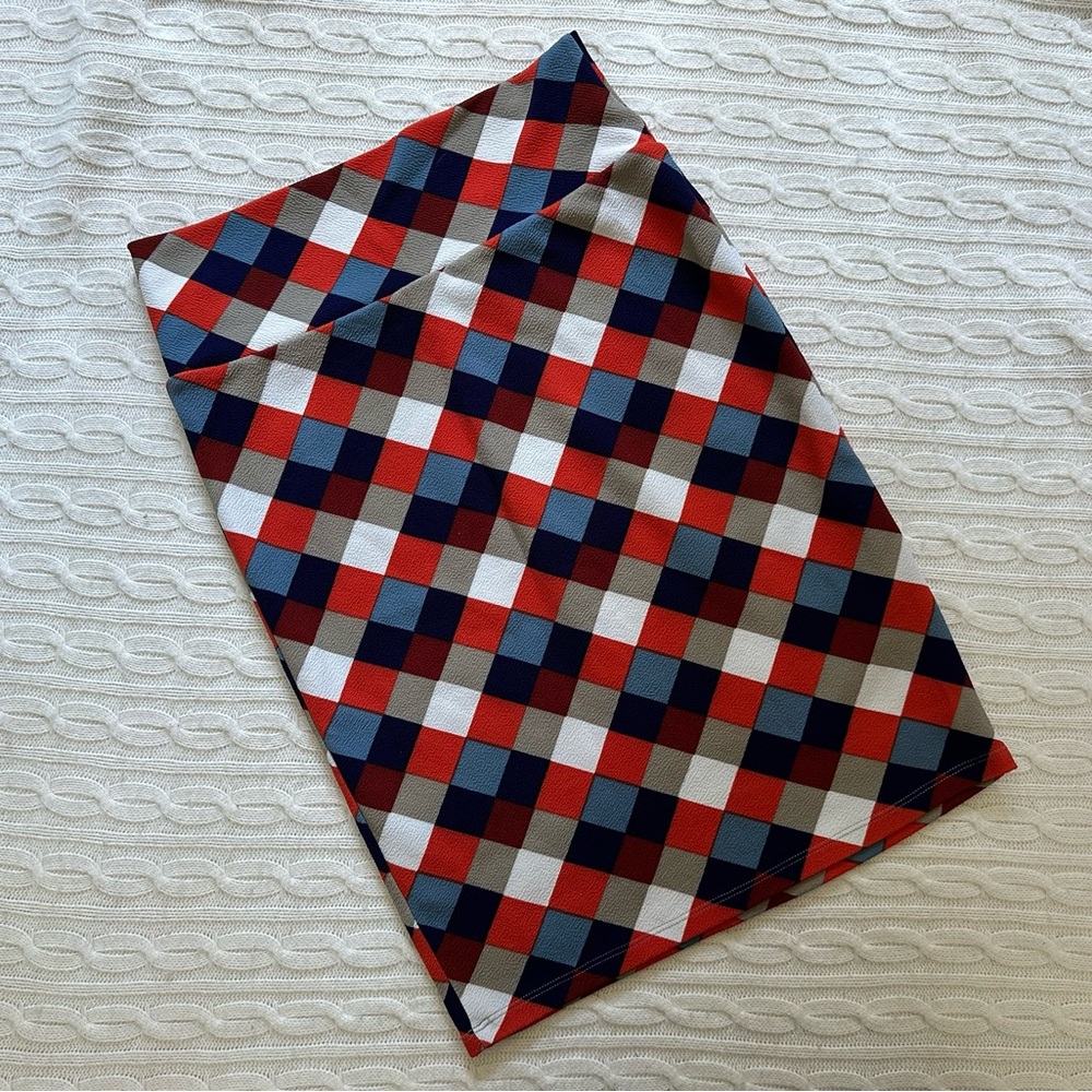 Lularoe Red and Blue Checkered Cassie Pencil Skirt